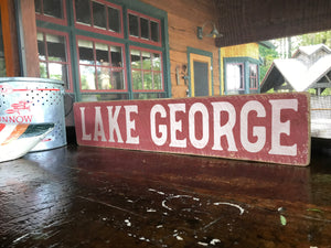 Lake George Rustic Wood Sign – Handmade Vintage Decor for Cottage, Cabin & Home, Custom Lake House Wall Art