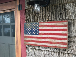 Large Rustic American Wood Flag