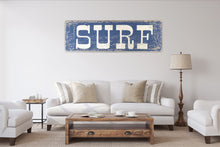 Load image into Gallery viewer, Large Surf Sign on Distressed Wood | Surf Decor | Surf Room | Coastal Surfboard Art | Vintage Surf