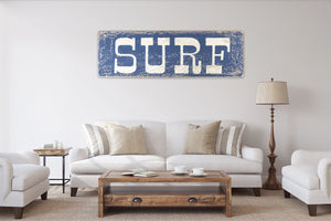 Large Surf Sign on Distressed Wood | Surf Decor | Surf Room | Coastal Surfboard Art | Vintage Surf