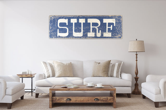 Large Surf Sign on Distressed Wood | Surf Decor | Surf Room | Coastal Surfboard Art | Vintage Surf