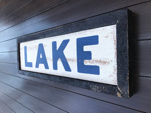 Solid Wood Lake Sign, Rustic Barn Board Camp Décor, Hand Painted Sign, Cottage Sign, Lakehouse Gift