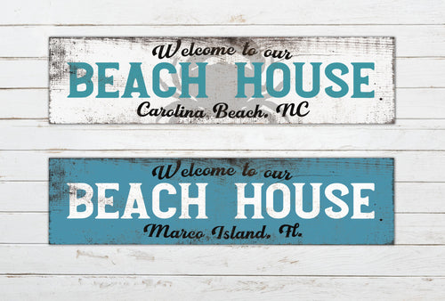 Custom Beach House Solid Wood Sign, Beach House Decor, Beach House Gifts, Personalized Beach House Sign, Family Name Sign