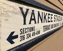 Load image into Gallery viewer, Yankee Stadium Sign - Large Wall Art Decor, New York Yankees Gift, Man Cave Decoration, Sports Fan Memorabilia, Vintage Look