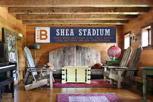 Shea Stadium Wood Sign - Handcrafted Vintage Wall Décor for New York Mets Fans, Rustic Home Decor, Perfect Gift