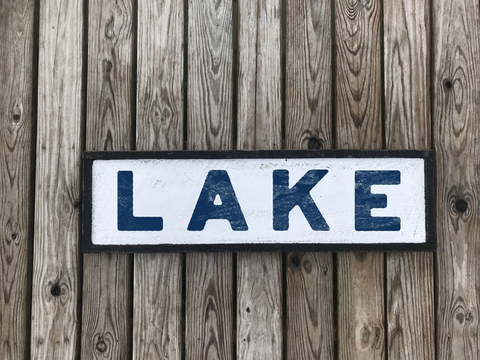 Solid Wood Lake Sign, Rustic Barn Board Camp Décor, Hand Painted Sign, Cottage Sign, Lakehouse Gift