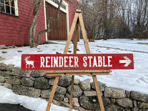 Reindeer Stable rustic wood Christmas 
sign.