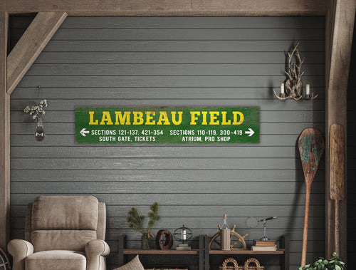 Handcrafted Lambeau Field Wood Sign - Green Bay Packers Fan Decor - Rustic Wall Art - Perfect Gift for Packers Lovers