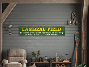 Handcrafted Lambeau Field Wood Sign - Green Bay Packers Fan Decor - Rustic Wall Art - Perfect Gift for Packers Lovers