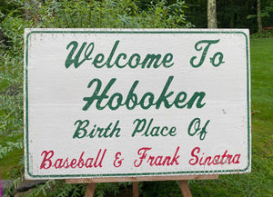 Vintage Hoboken Wood Sign.