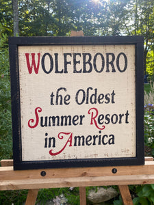 Wolfeboro New Hampshire Rustic Wood Sign | Lake Winnipesaukee | Handmade in New Hampshire | Lake House Decor | Barnboard Frame