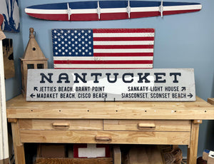 Nantucket Wood Sign - Hand Painted Cape Cod Decor, Nantucket Beach Sign, Nautical Home Decor, Handcrafted Coastal Art