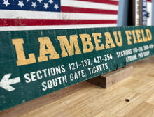 Load image into Gallery viewer, Handcrafted Lambeau Field Wood Sign - Green Bay Packers Fan Decor - Rustic Wall Art - Perfect Gift for Packers Lovers