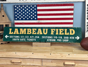 Handcrafted Lambeau Field Wood Sign - Green Bay Packers Fan Decor - Rustic Wall Art - Perfect Gift for Packers Lovers