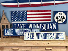 Load image into Gallery viewer, Lake Winnipesaukee Rustic Wood Sign, New Hampshire Gift, Lake House Décor, Wedding Gift