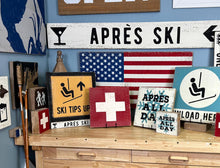 Load image into Gallery viewer, Ski Tips Up Rustic Wood Sign