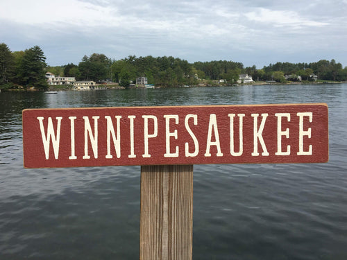 Lake Winnipesaukee Rustic Wood Sign - Winni Made