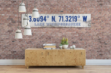 Load image into Gallery viewer, Large Custom Coordinates Sign on Rustic Barnboard